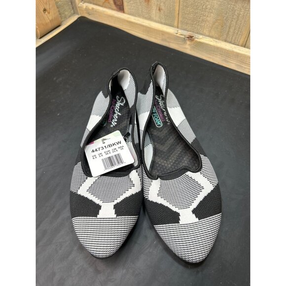 Skechers Womens Stretch Fit Slip-On Flats Black/White Geometric Pattern Size 6.5 - Picture 4 of 6